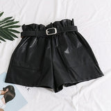 High Waist PU Leather Shorts