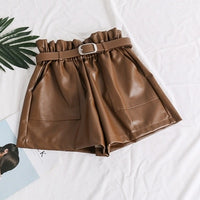 High Waist PU Leather Shorts