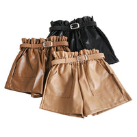 High Waist PU Leather Shorts