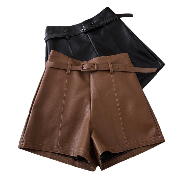 Casual PU Leather Shorts