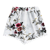 Rose Print Tassel Shorts