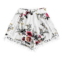 Rose Print Tassel Shorts