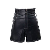 High Waist PU Leather Shorts