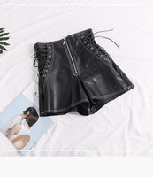 High Waist PU Leather Shorts